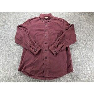 LL Bean Flannel Shirt Mens Small Red Black Houndstooth Pocket Traditional Fit